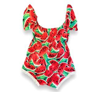 Vintage handmade baby romper watermelon one piece Infant 0-3 m baby girl summer